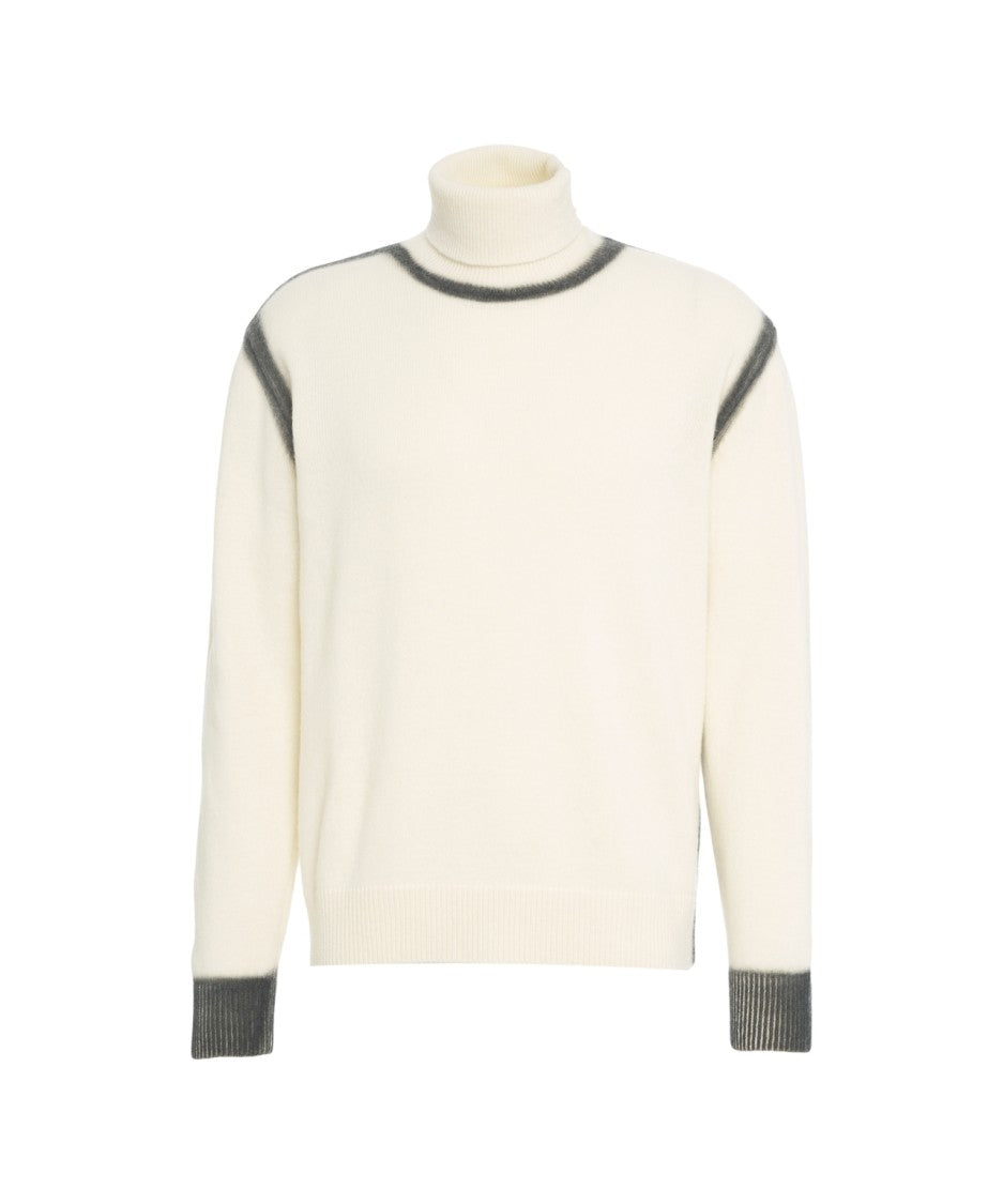 Atomo Factory Turtleneck Sweater In Soft Wool Blend With Contrast Accents
