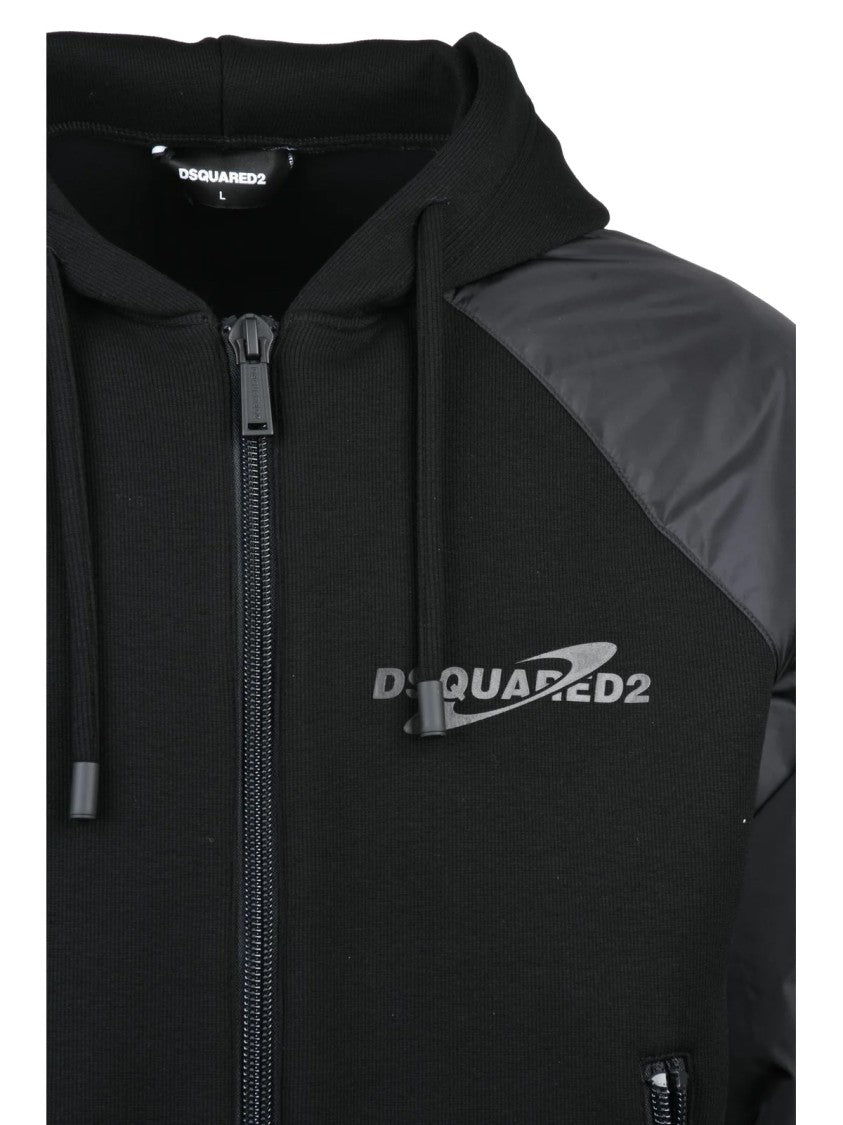 Dsquared2 College-Style Black Jacket With Padded Sleeves And Zippered Pockets