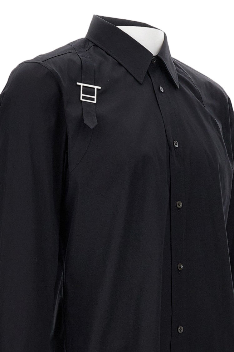 Alexander Mcqueen Slim Fit Shirt With Rounded Hem And Distinctive Buckle Detail