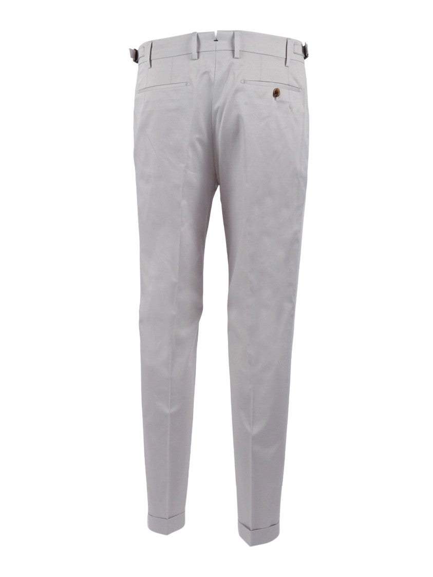 Berwich Grey Tailored Front Pleat Straight-Leg Pants