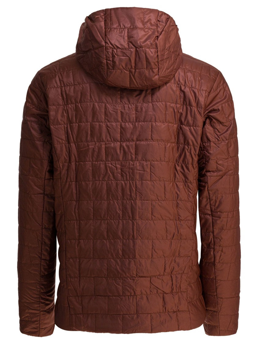 Patagonia Quilted Brown Hoody With Adjustable Hem And Helmet-Compatible Design