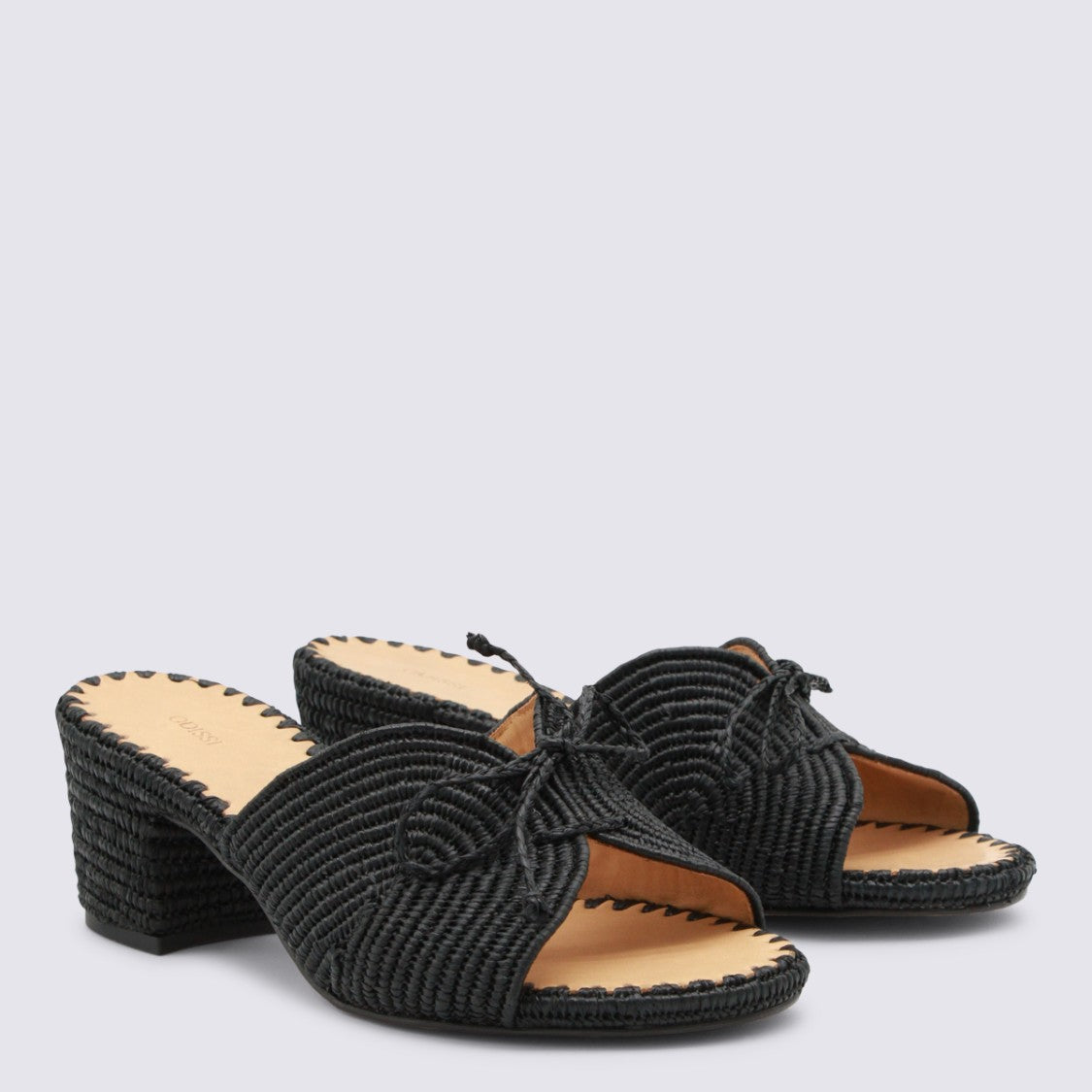 Odissi Woven Black Sandals With Braided Upper
