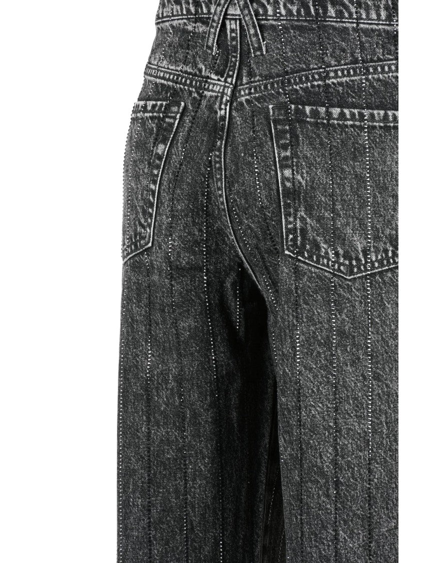 Cycle Wide-Leg Low Rise Jeans With Rhinestone Details