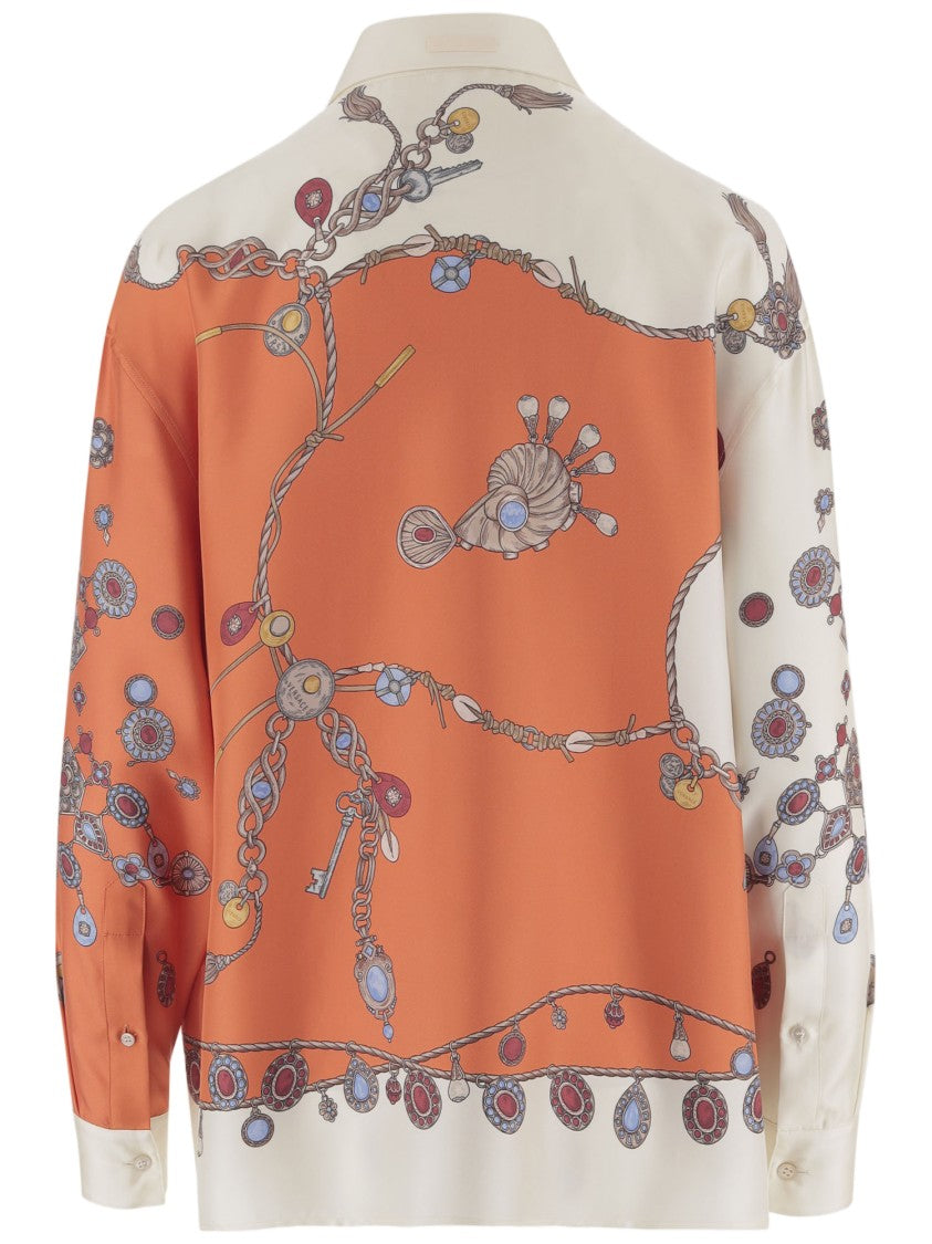 Versace Multicolor Printed Silk Shirt