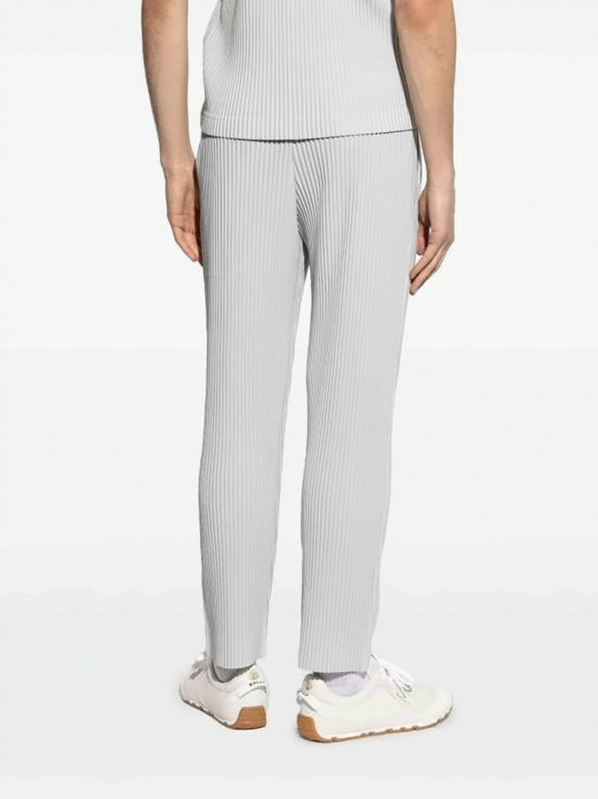 Homme Plissé Issey Miyake Pleated Texture Straight Pants With Elastic Waistband