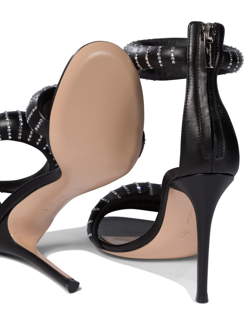 Gianvito Rossi Black Stiletto Sandals With Ankle Strap