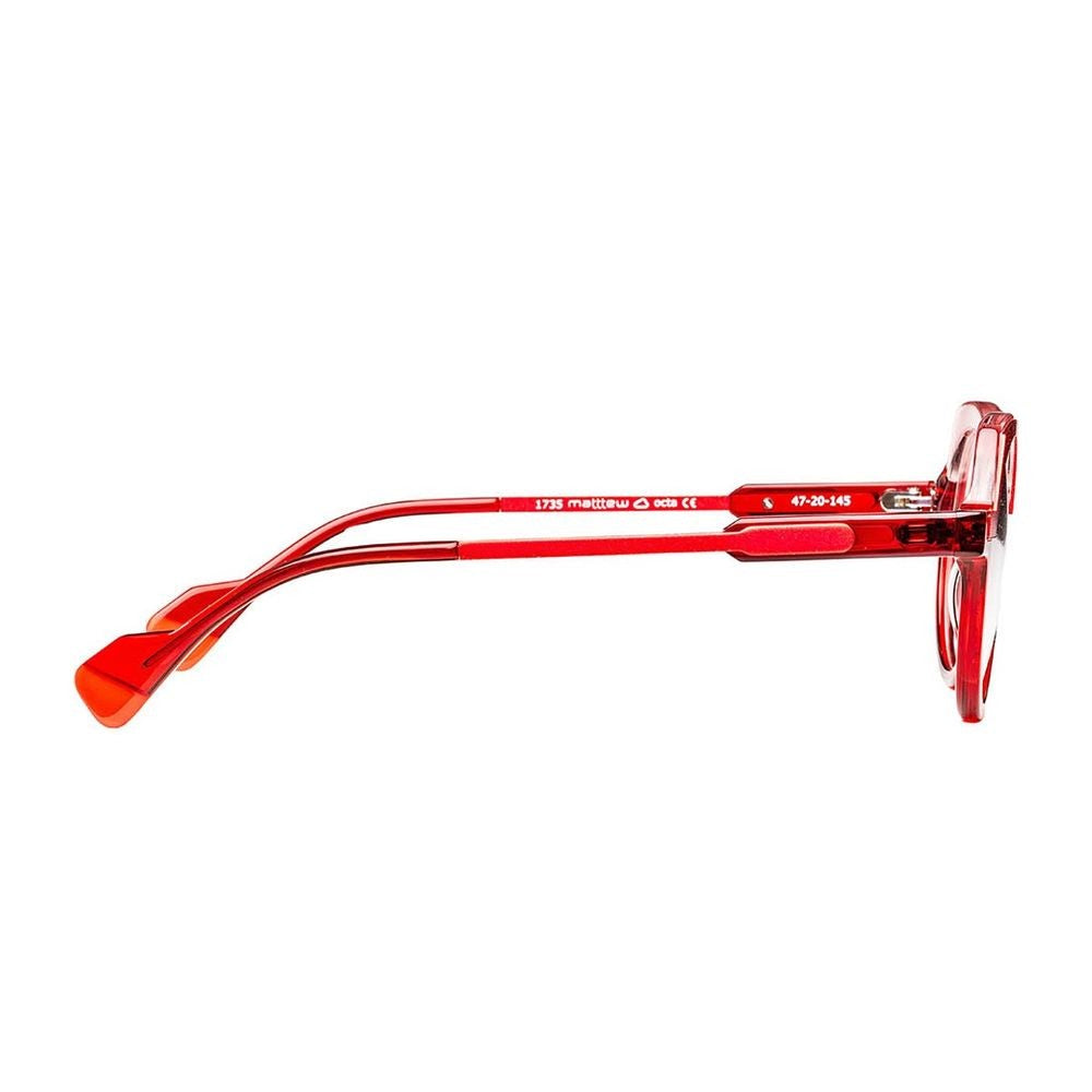 Matttew Octa 1735 Red Crystal Bold Octagonal-Round Sunglasses In Transparent Red Acetate