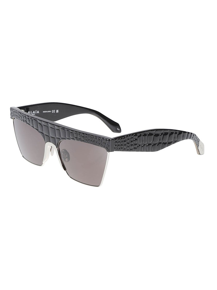 Alaïa Textured Rectangle Sunglasses With Crocodile Skin Pattern