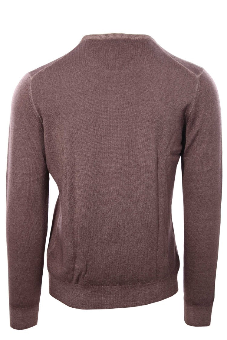 Paolo Fiorillo Capri Washed Brown Long Sleeve Paricollo Sweater
