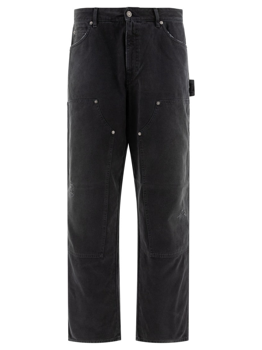 Golden Goose Relaxed Fit Black Cotton Utility Trousers