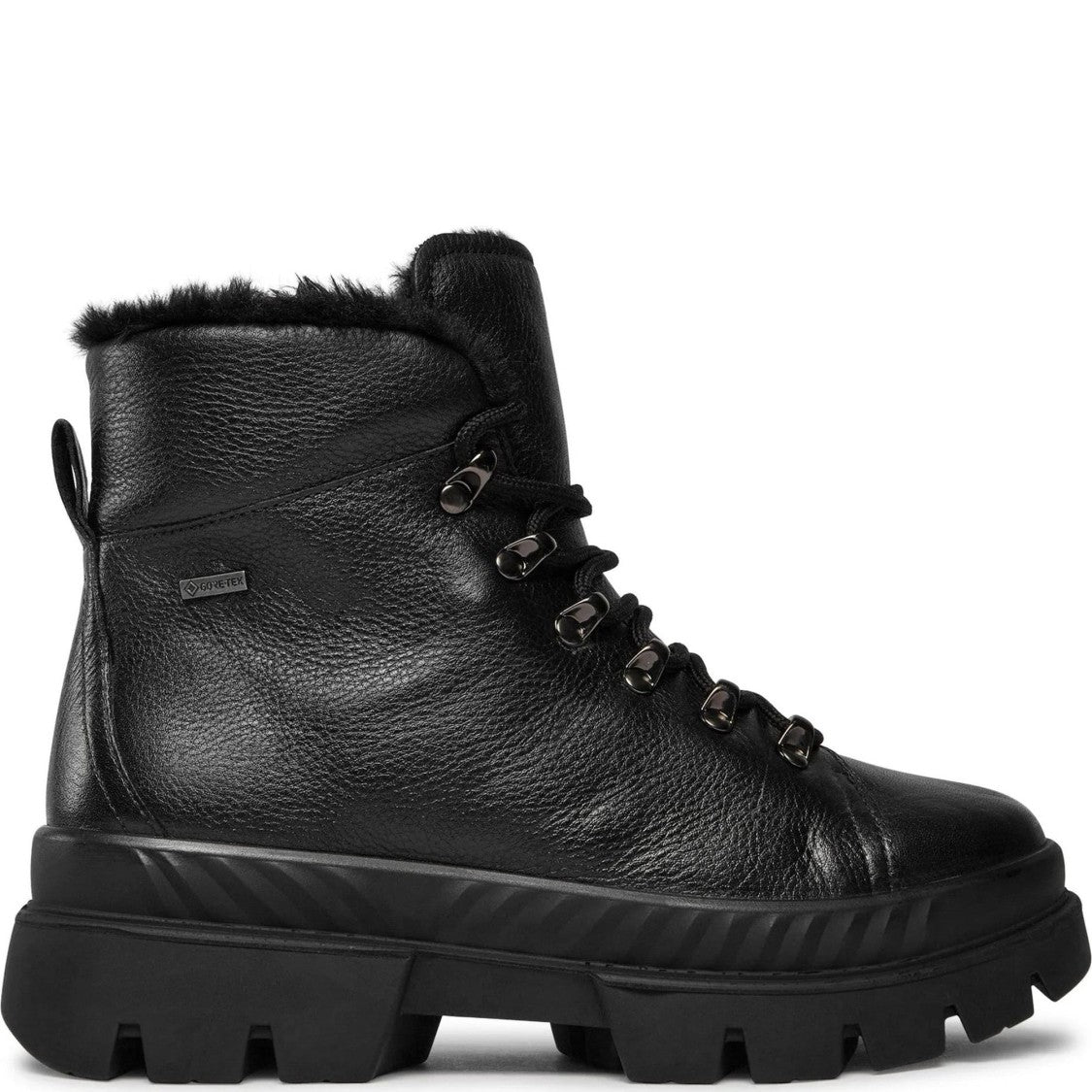 Ara Black Mood Insulated Lugged Sole Leather Ankle Boots