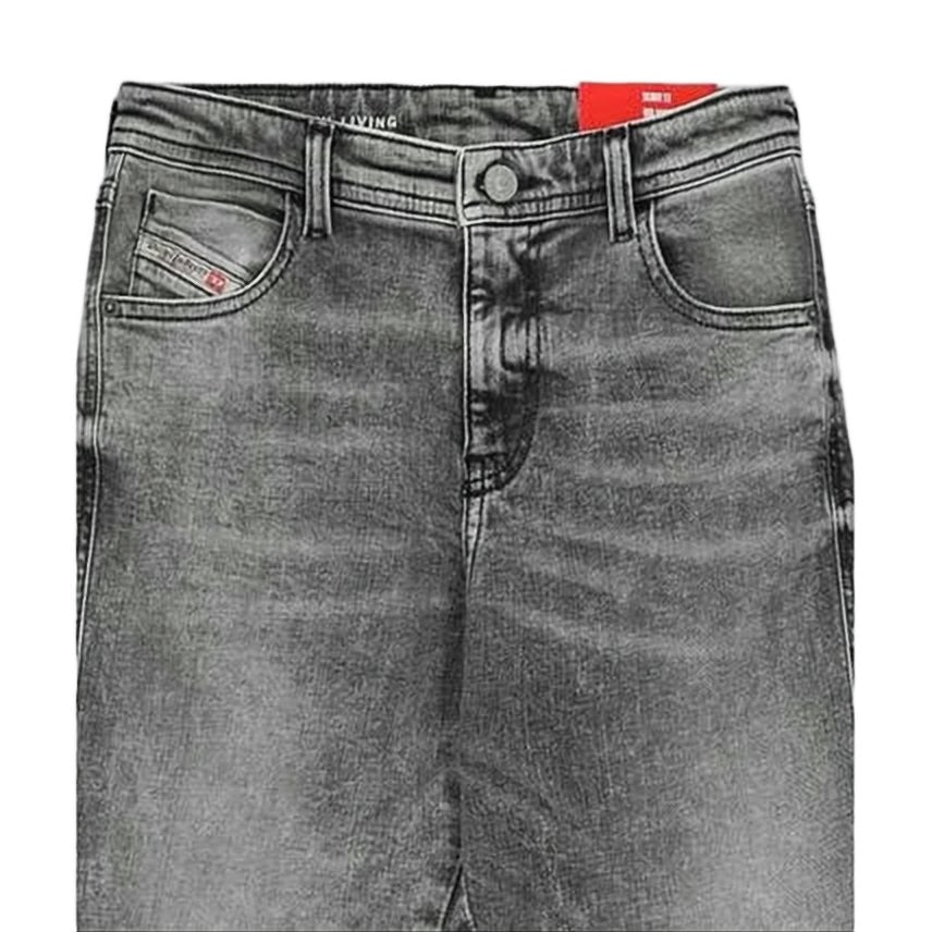 Diesel Mid-Rise Grey Wash Straight-Leg Denim Pants