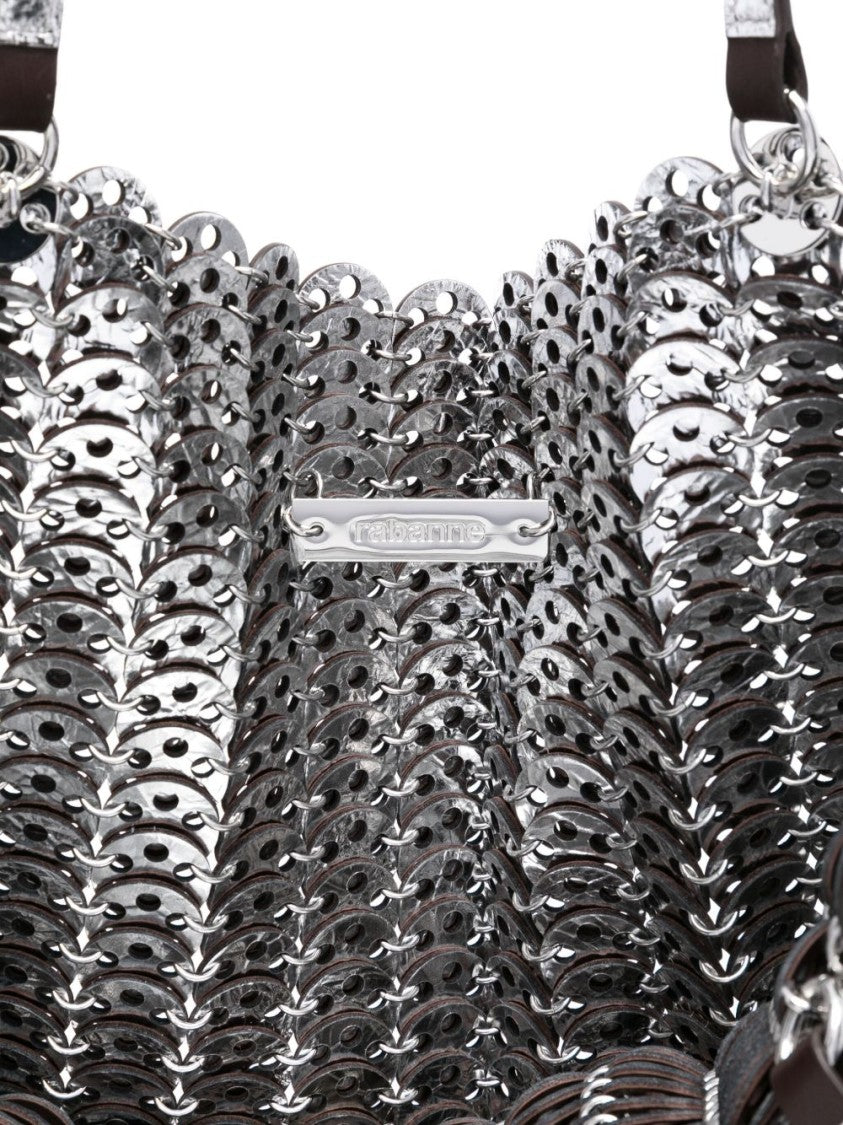 Rabanne Woven Leather Shoulder Bag With Metallic Accents