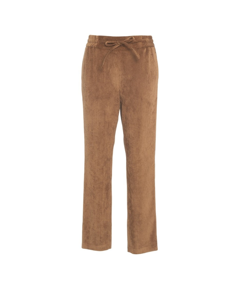 Gender Brown Corduroy Trousers With Drawstring Waist