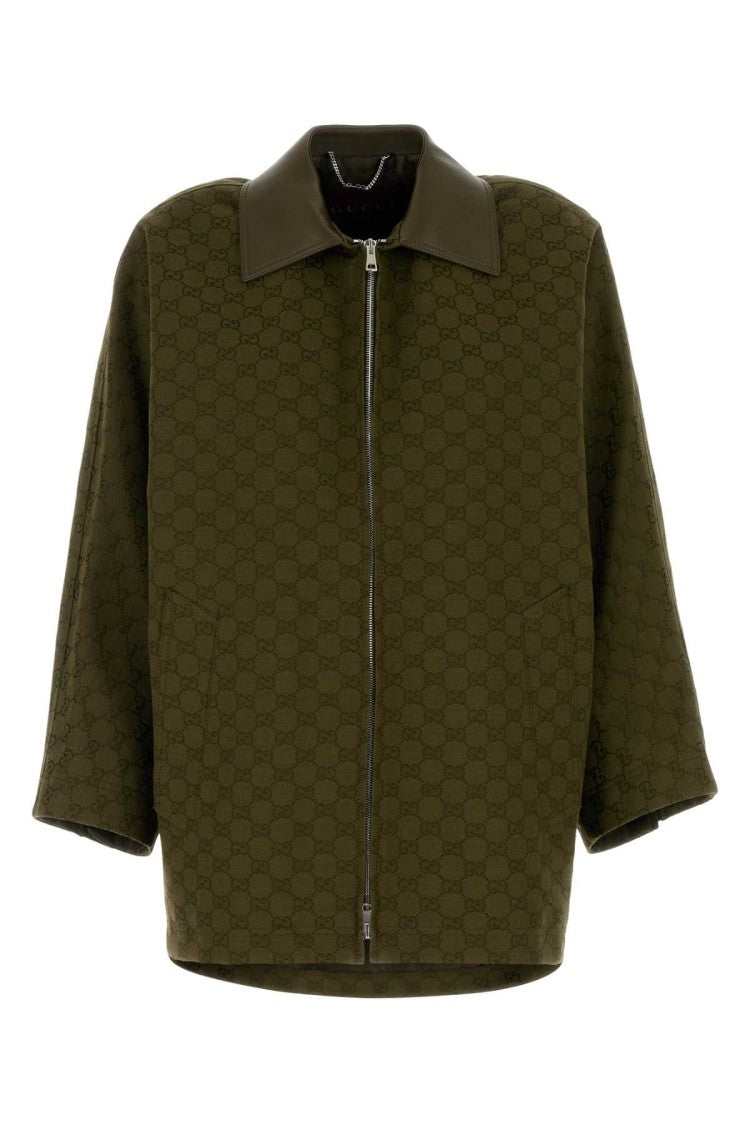 Gucci Olive Green Gg Fabric Jacket