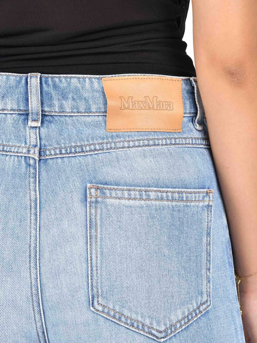 Max Mara Light Blue Cotton Denim Oversized Jeans