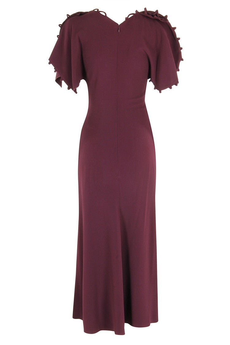 Victoria Beckham Merlot Midi Dress With Rouleaux Detail