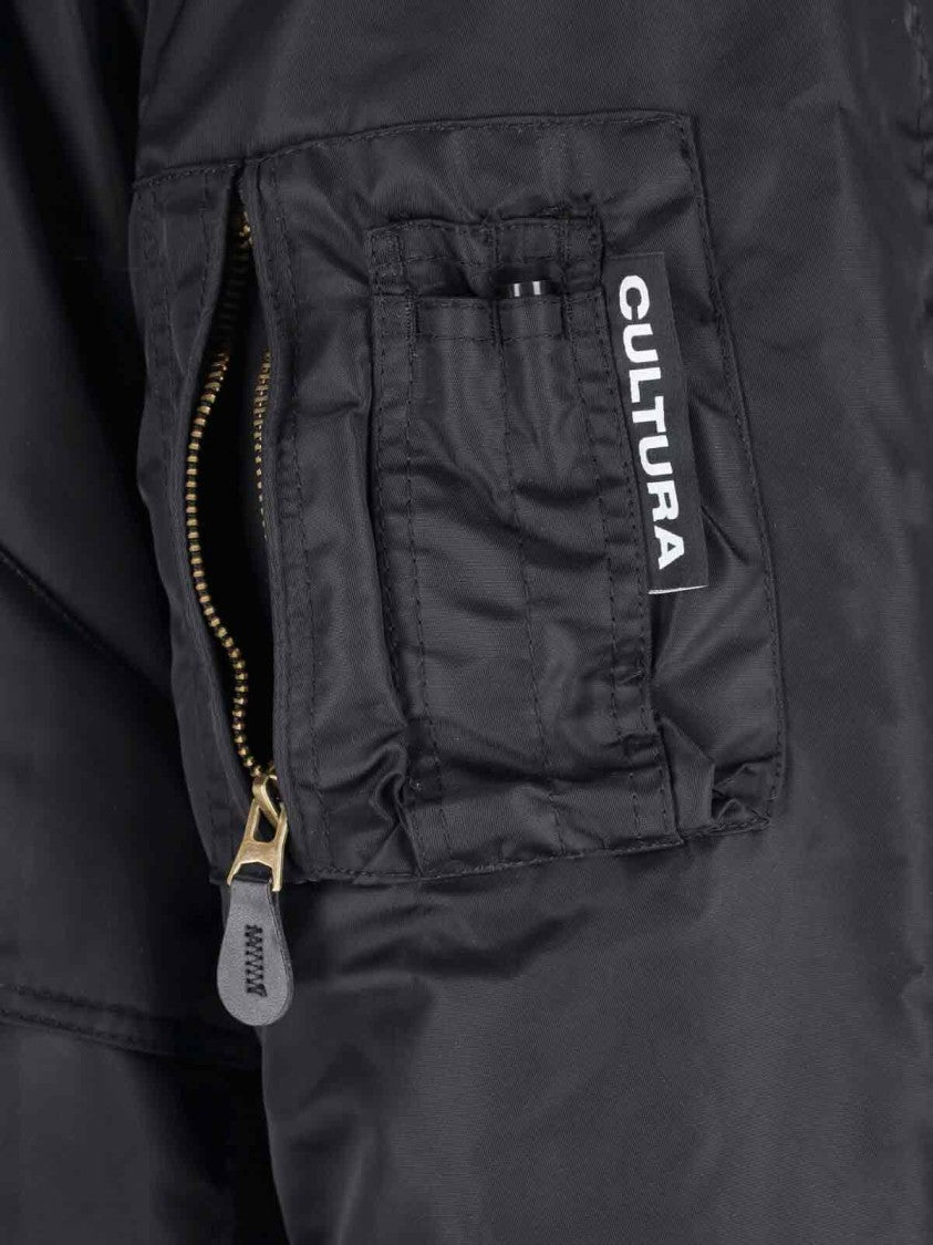 Cultura Structured Black Jacket With Minimalist Design And Zipper Closure