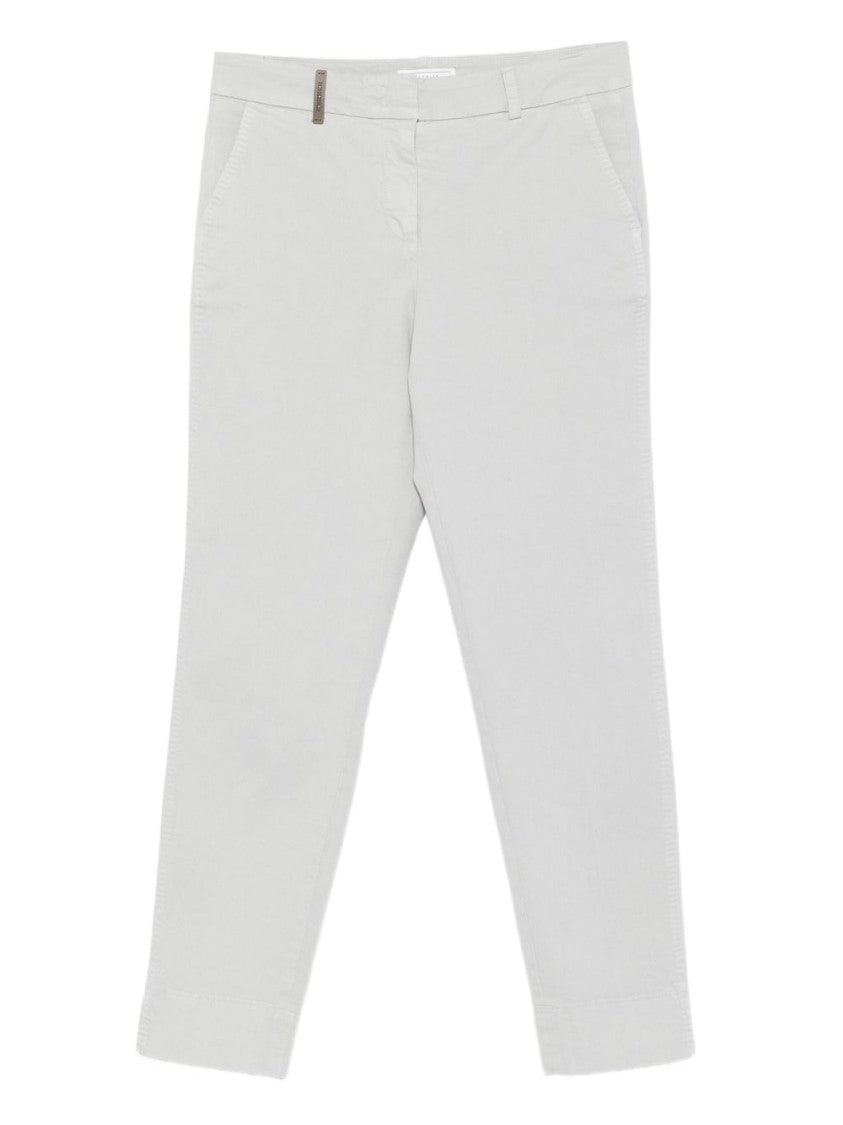 Peserico Straight-Leg Gray Trousers With Mid-Rise Waist