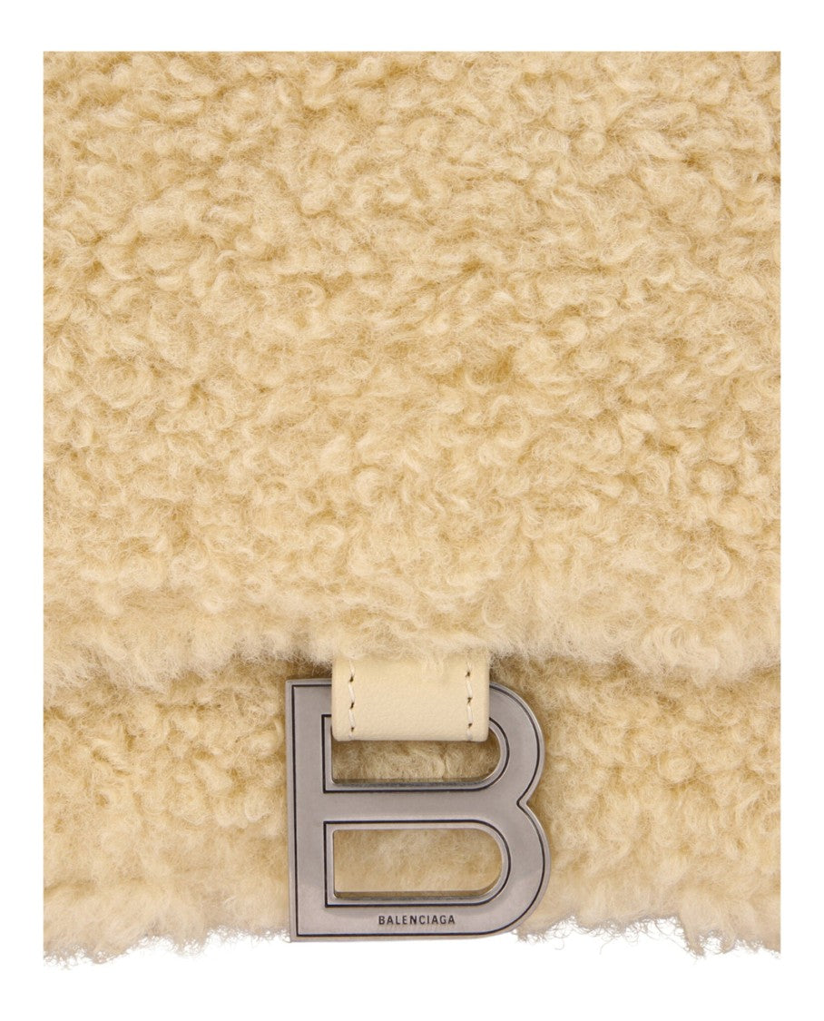 Balenciaga Hourglass Faux Shearling Shoulder Bag