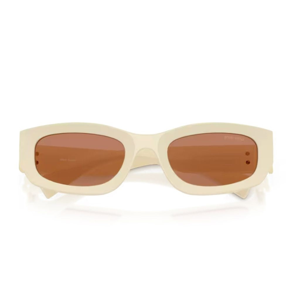 Miu Miu 0Mu B04s Miu Glimpse Rectangular Milk-White Acetate Sunglasses