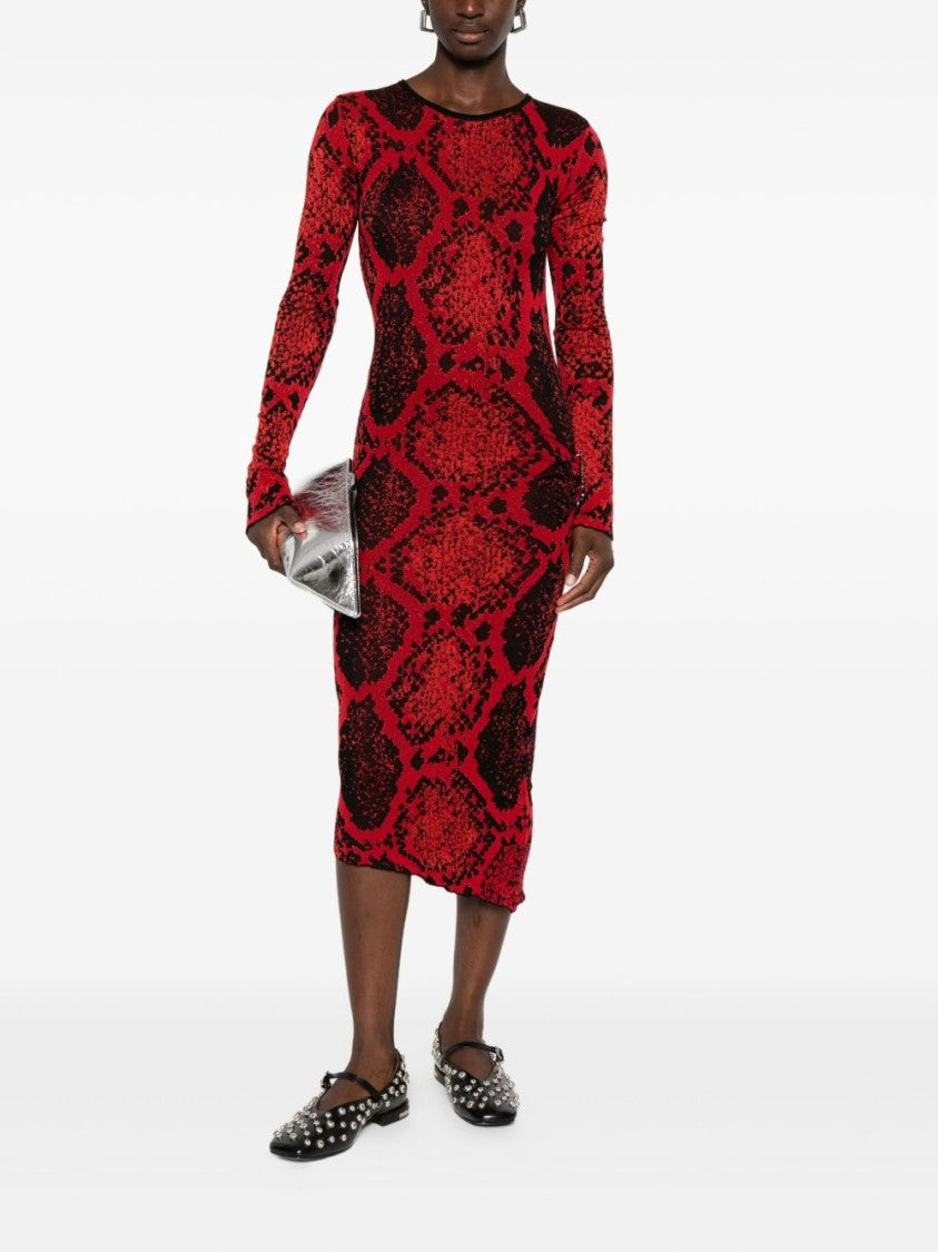 The Attico Python Print Midi Dress With Cut-Out Back