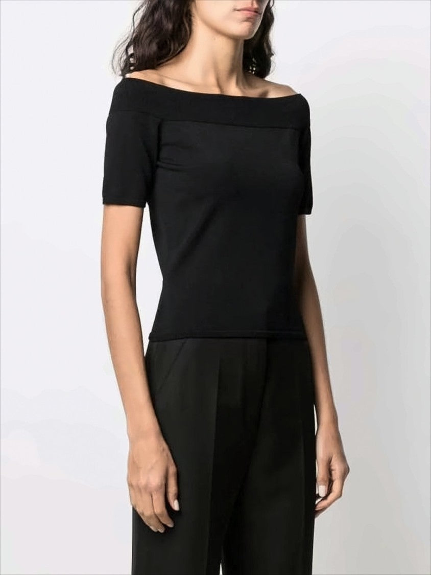 Alexander Mcqueen Off-The-Shoulder Cropped Top With Ribbed Neckline