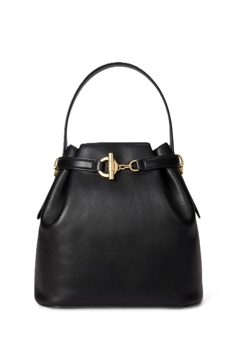 Lauren Ralph Lauren Black Smooth Leather Bucket Bag