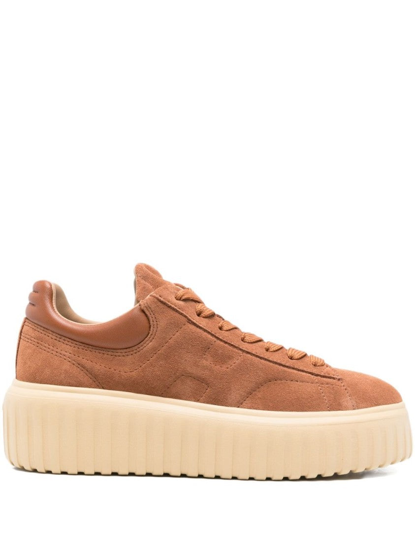 Hogan Brown Suede Sneakers With Leather Accents