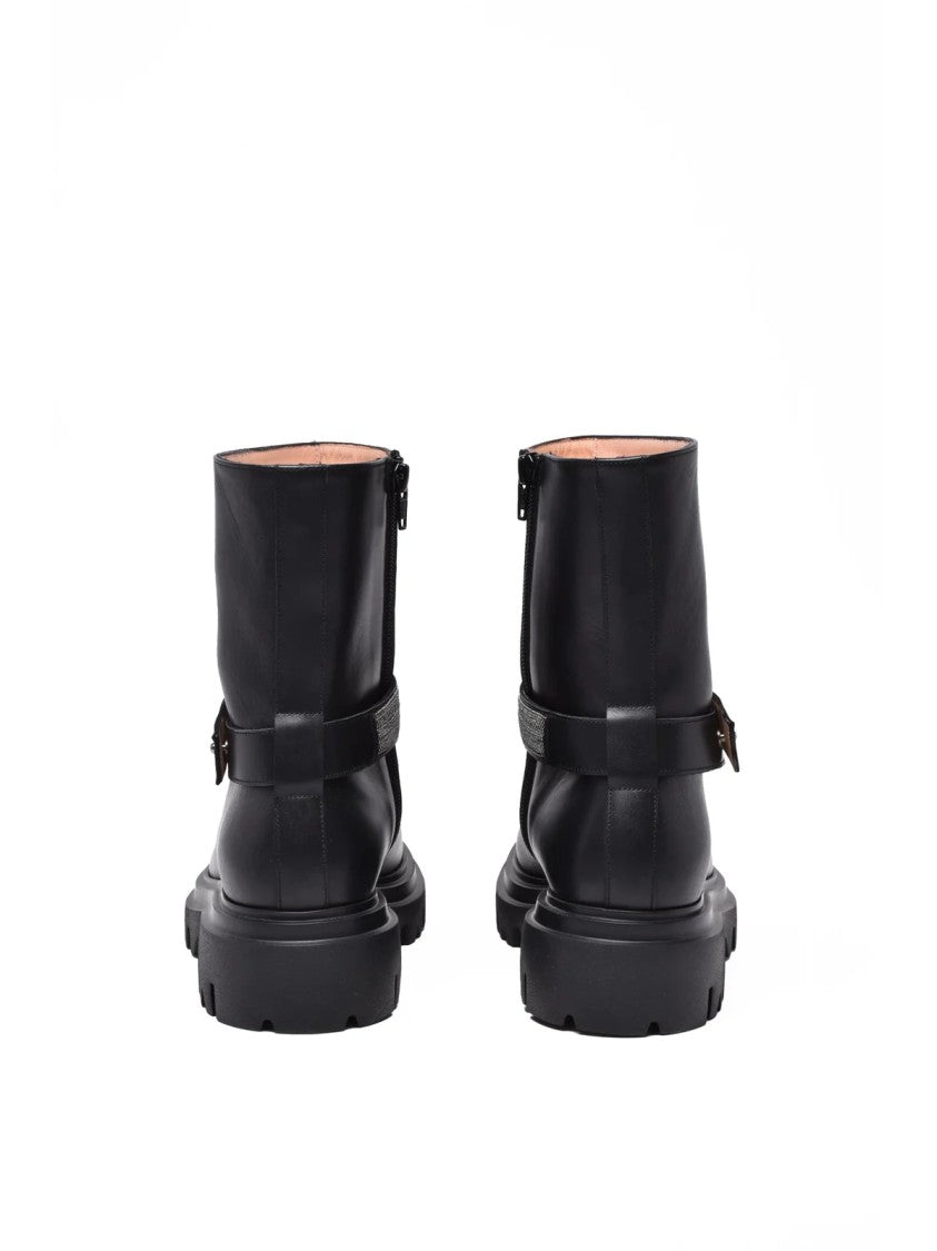 Fabiana Filippi Black Leather Biker Boots