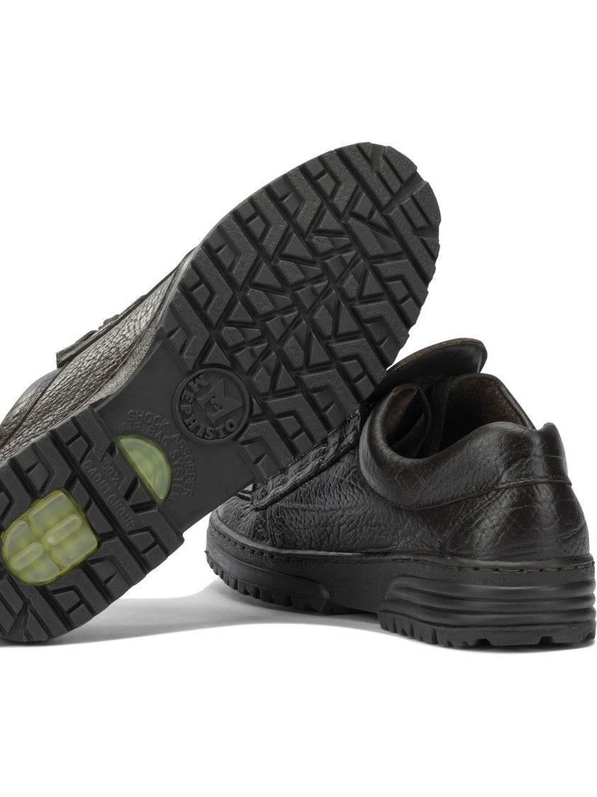 Mephisto Textured Black Leather Sneakers