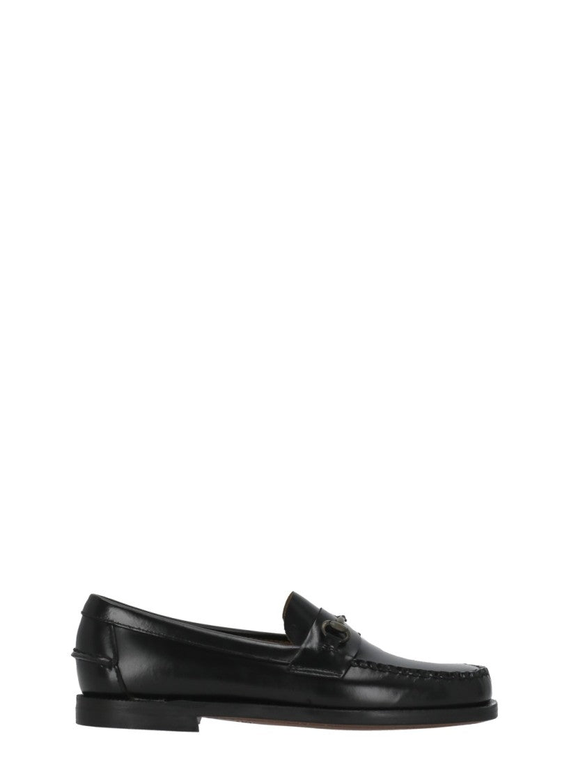 Sebago Black Glossy Patent Leather Horsebit Loafers