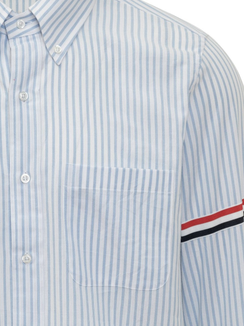 Thom Browne Button-Down Clear Blue Shirt With Classic Collar