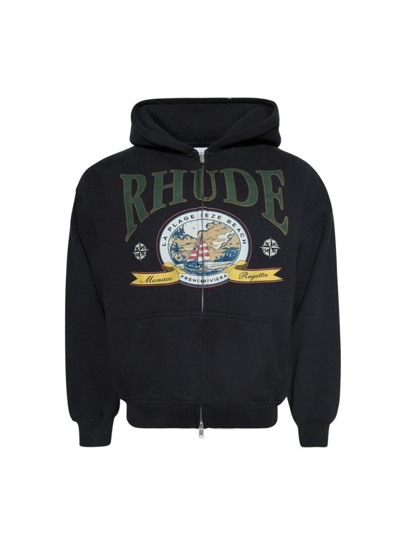 Rhude Monaco Regatta Full Zip Hoodie Vintage Black