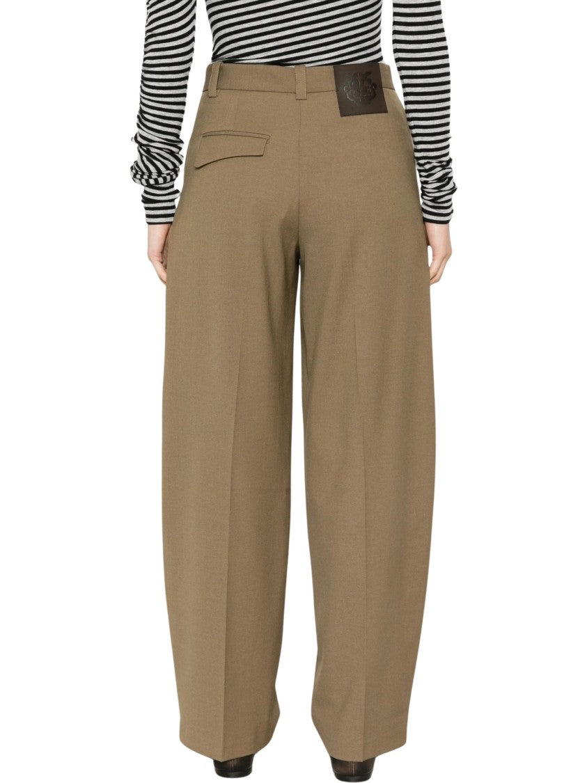 Pinko High-Waisted Wide-Leg Trousers With Logo Patch Detail