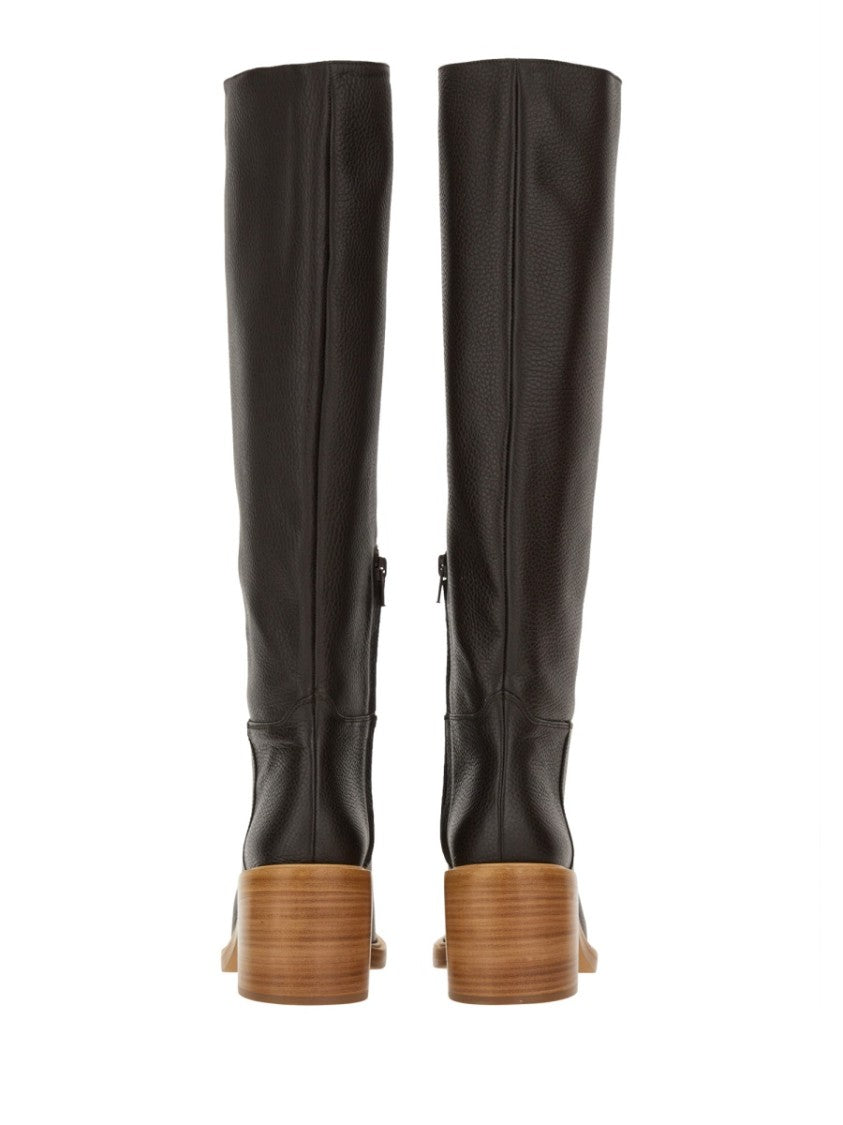 Roberto Festa Knee-High Leather Boots With Side Zipper