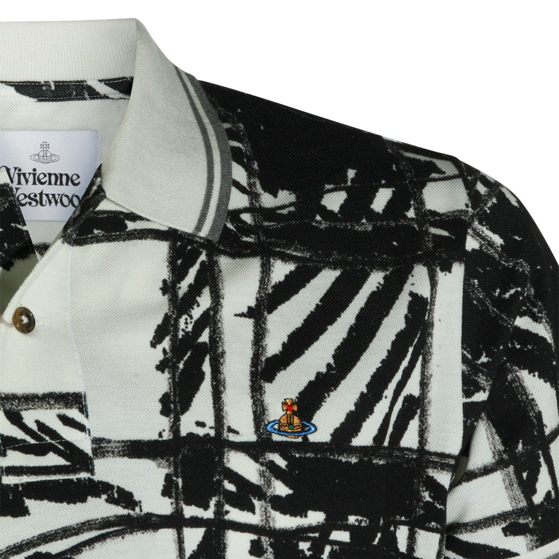 Vivienne Westwood Black Cotton All Over Polo Shirt