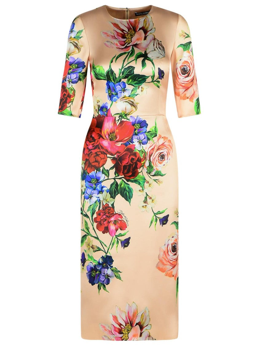 Dolce & Gabbana Midi Dress With Floral Accents