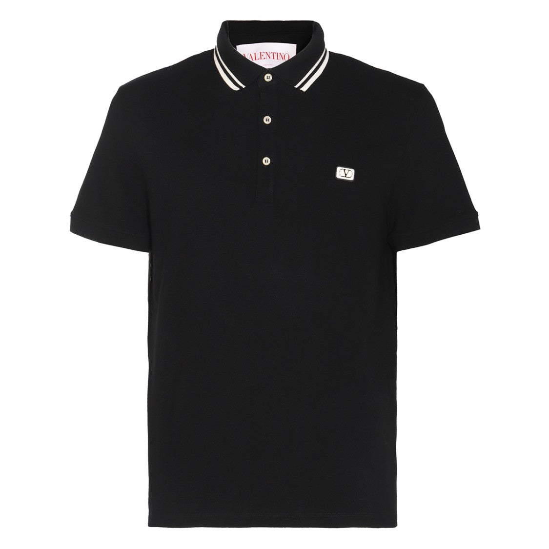 Valentino Black Cotton Logo Polo Shirt