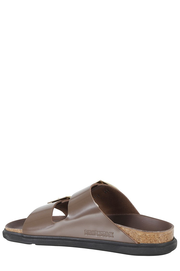 Birkenstock Brown Arizona Db Adjustable-Buckle Patent Leather Sandals