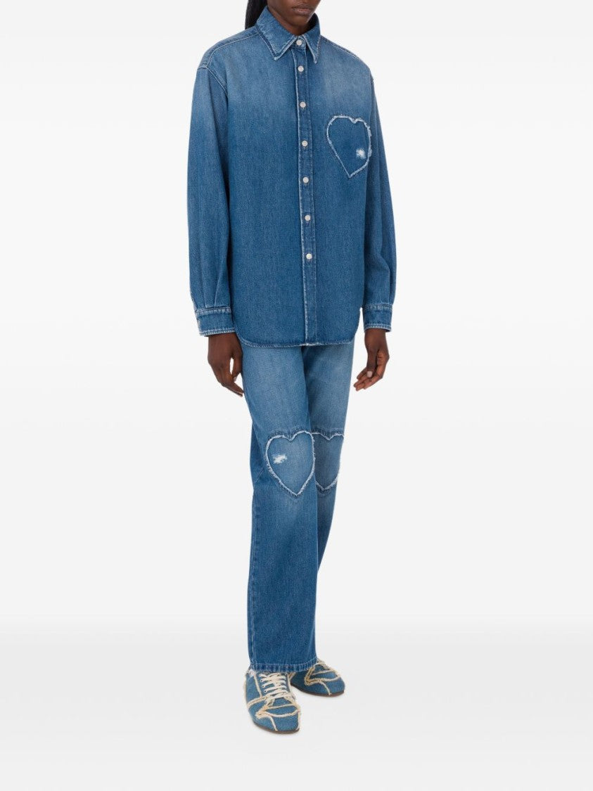 Moschino Denim Blue Silk And Nylon Top