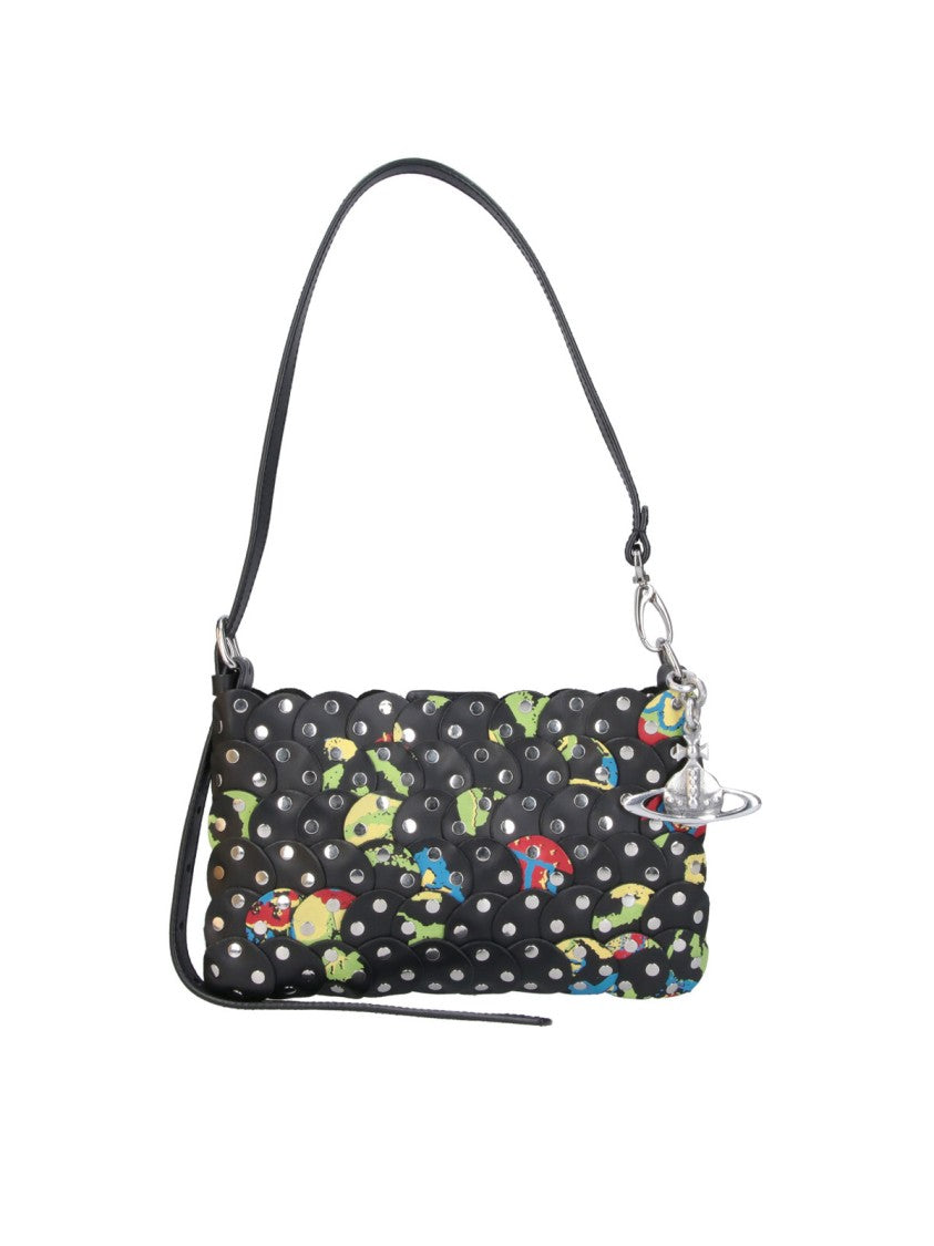Vivienne Westwood Black Lola Floral Leather Shoulder Bag