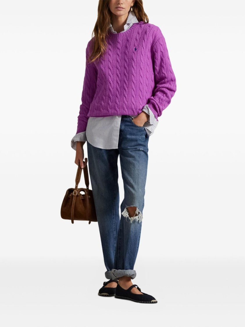 Polo Ralph Lauren Cable-Knit Crew Neck Sweater In Soft Wool