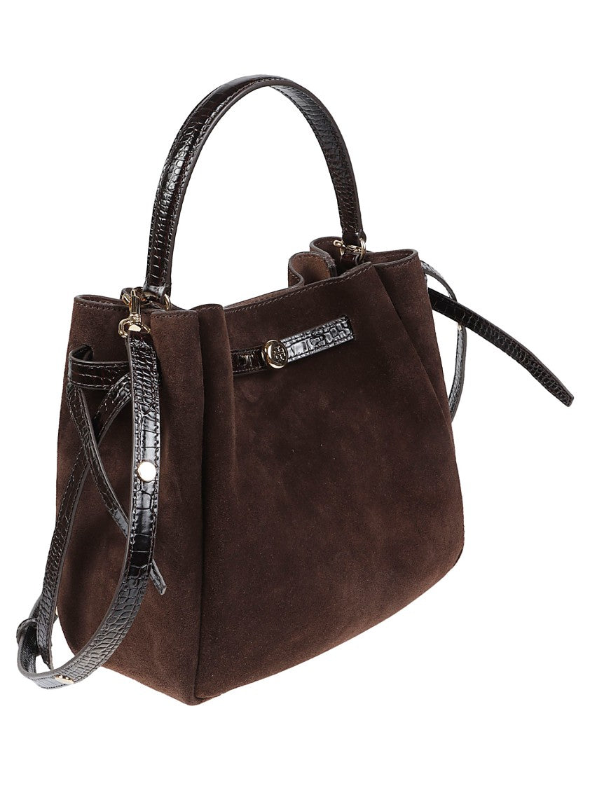 Tory Burch Romy Suede Croc-Embossed Bucket Bag