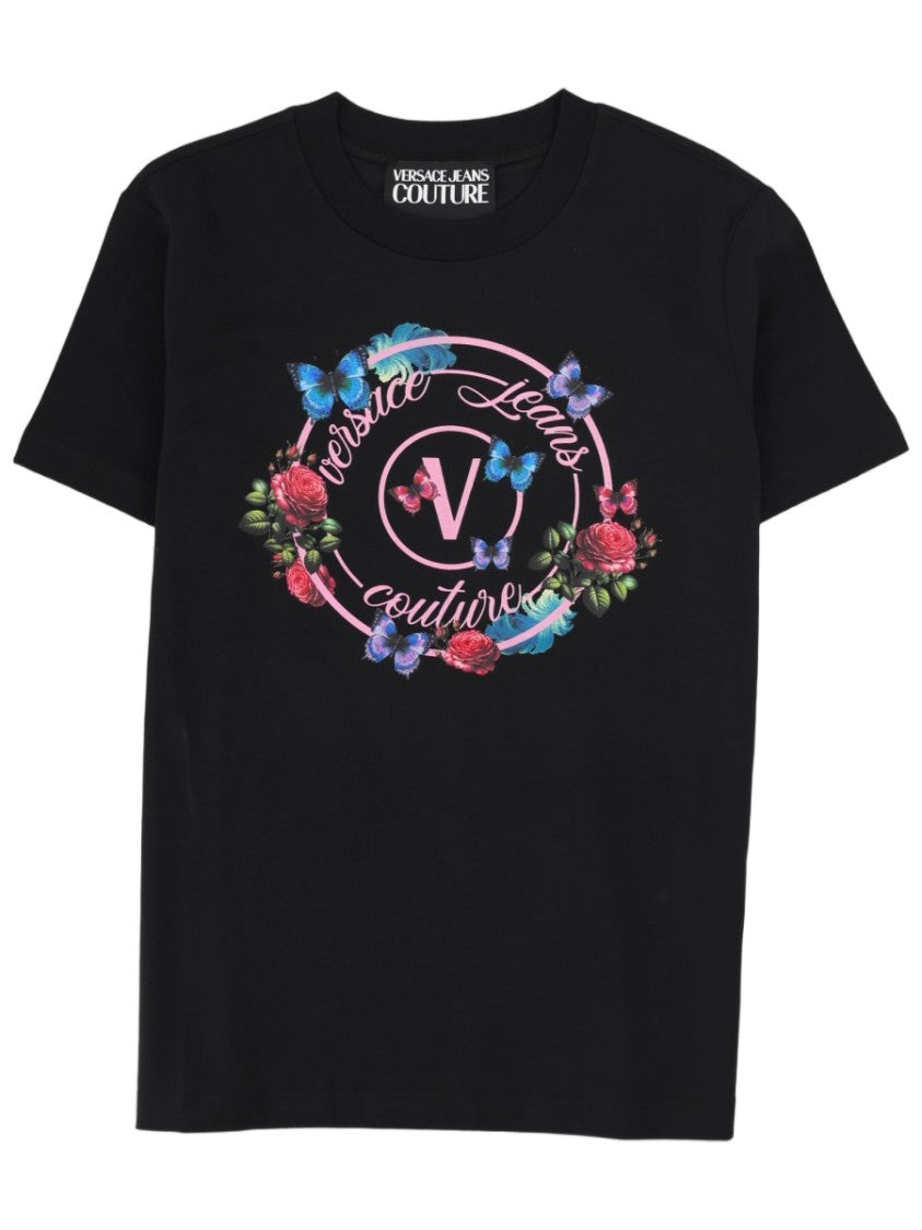 Versace Jeans Couture Butterfly Emblem Black Short-Sleeve Cotton T-Shirt