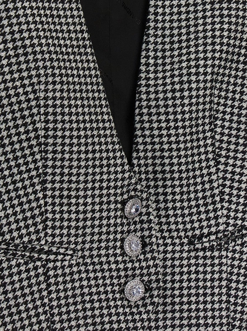 Alexandre Vauthier Houndstooth Wool Blend Waistcoat With Lurex Detail