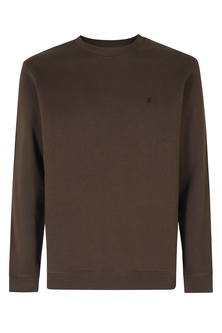 Dondup Brown Logo Patch Fleece-Lined Cotton Sweatshirt