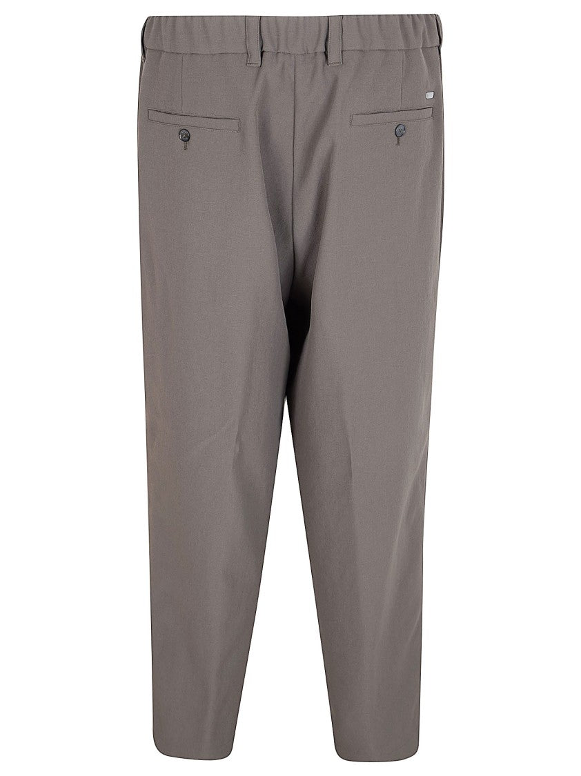 Herno Tailored Green Trousers With Pleated Front And Subtle Sheen