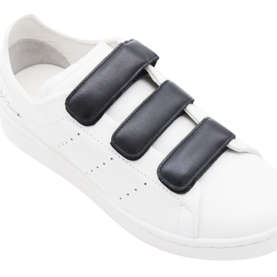 Y-3 White Sneakers With Black Velcro Straps And