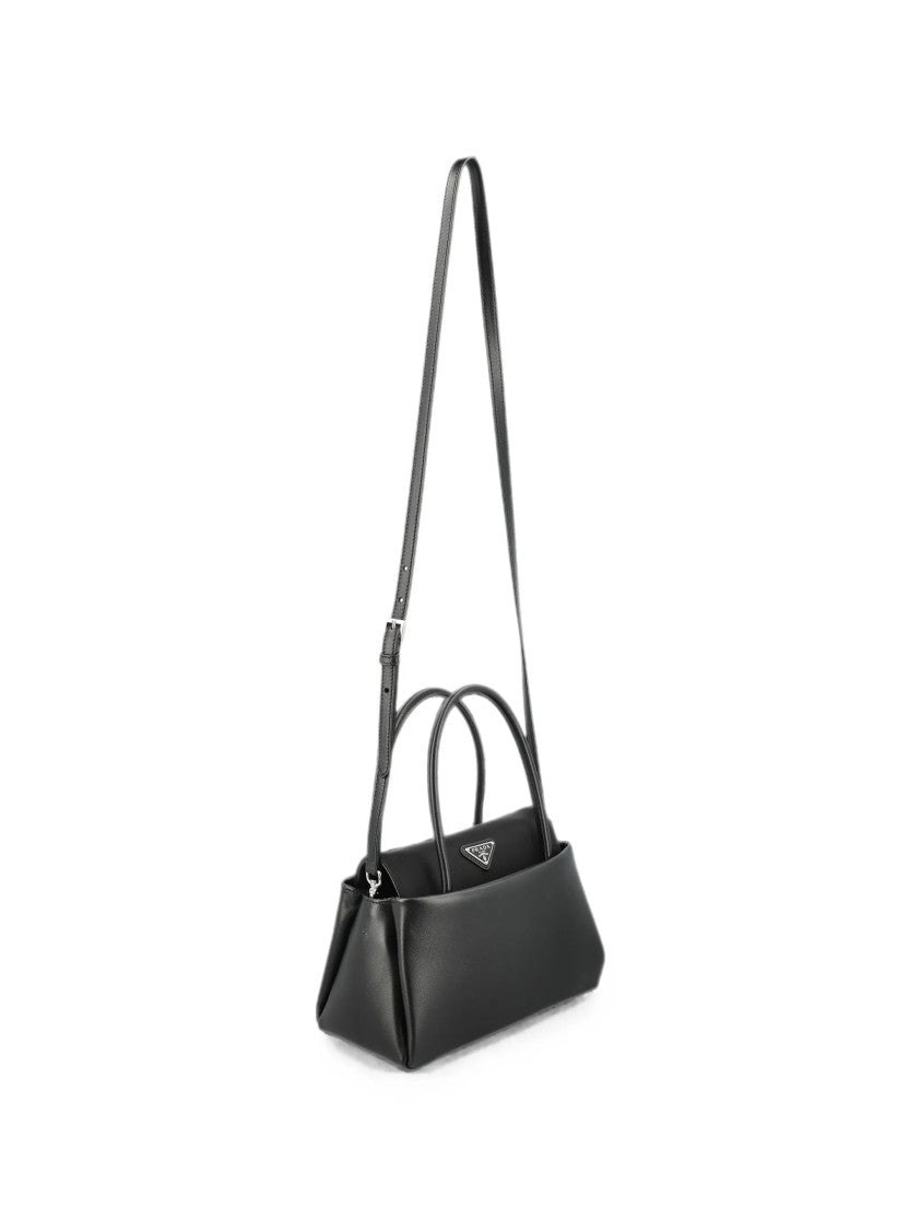 Prada Structured Black Handbag With Versatile Carrying Options